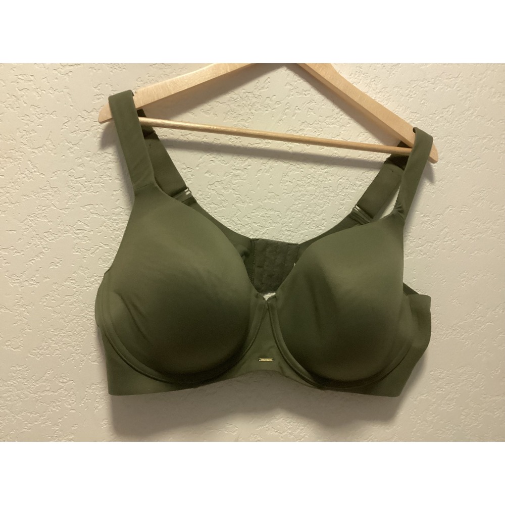 Cacique Balconette Bra Womens 44DDD Olive Green Lightly Lined‎ Underwire Support